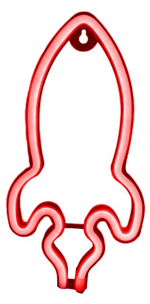 ACA Lighting Neonová lampička - Raketa, 3x AA baterie/USB kabel, IP20, červená barva