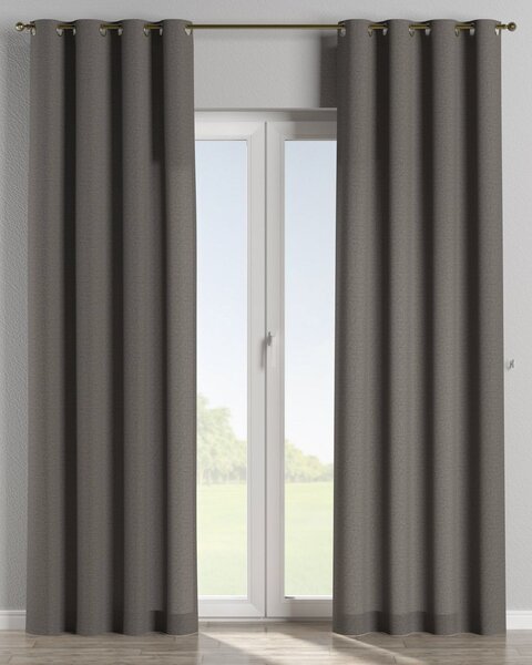 Závěs na kroužcích barva šedá látka pletený vzor