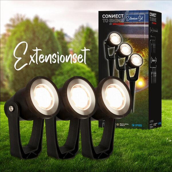 BRILONER CONNECT TO SHINE prodlužovací sada Lilis sada 3ks LED zahradních bodových svítidel, IP65 3919035