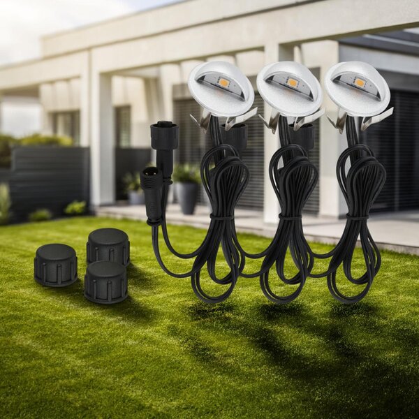 BRILONER CONNECT TO SHINE prodlužovací sada Teak 3ks LED zapuštěných svítidel do země, IP65 3923034
