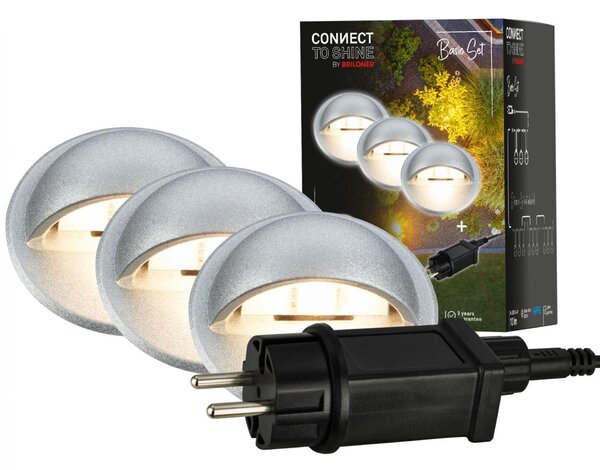 BRILONER CONNECT TO SHINE startovací sada Teak 3ks LED zapuštěných svítidel do země, IP65 3922034