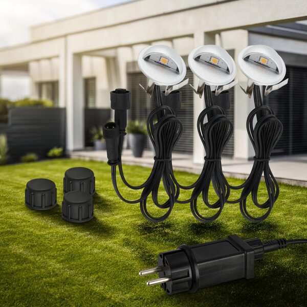 BRILONER CONNECT TO SHINE startovací sada Teak 3ks LED zapuštěných svítidel do země, IP65 3922034