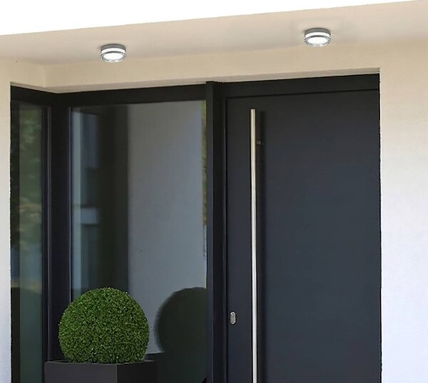 CMD LED nástěnné světlo 9054, antracit/čiré, Ø 13 cm, IP65, Černá, Koupelna, Hliník, Moderní