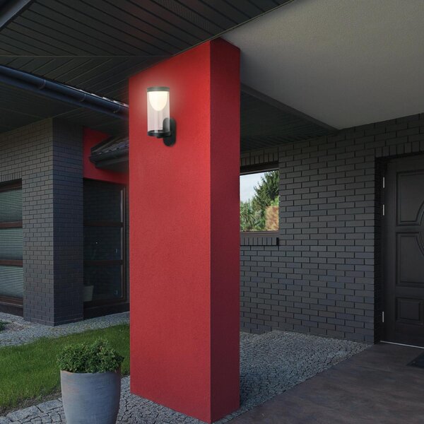 BRILONER LED nabíjecí nástěnné svítidlo, venkovní, dotykový vypínač, vyměnitelné baterie, vč. USB-C kabelu, stmívatelné, IP44, černé 3930015