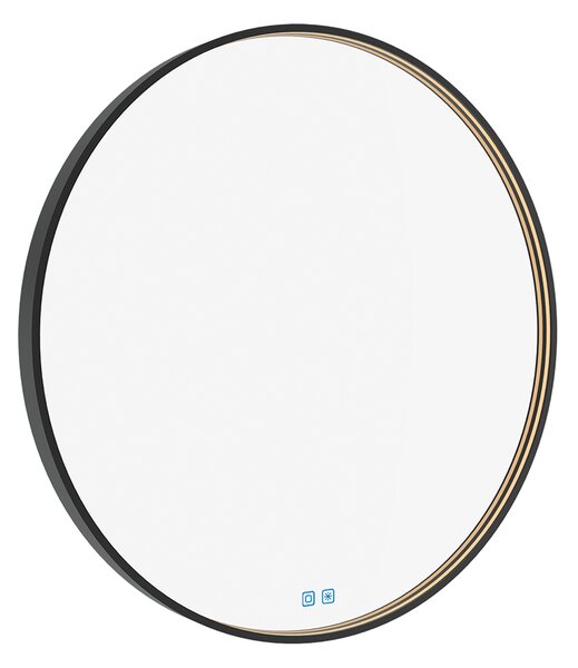 Nimco Černé LED zrcadlo 26W, Ø 80 cm se dvěma dotykovými senzory