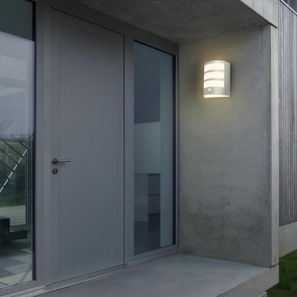 BRILONER LED nabíjecí nástěnné svítidlo, venkovní, pohybové čidlo, soumrakový senzor, IP44, matný chrom 3795014