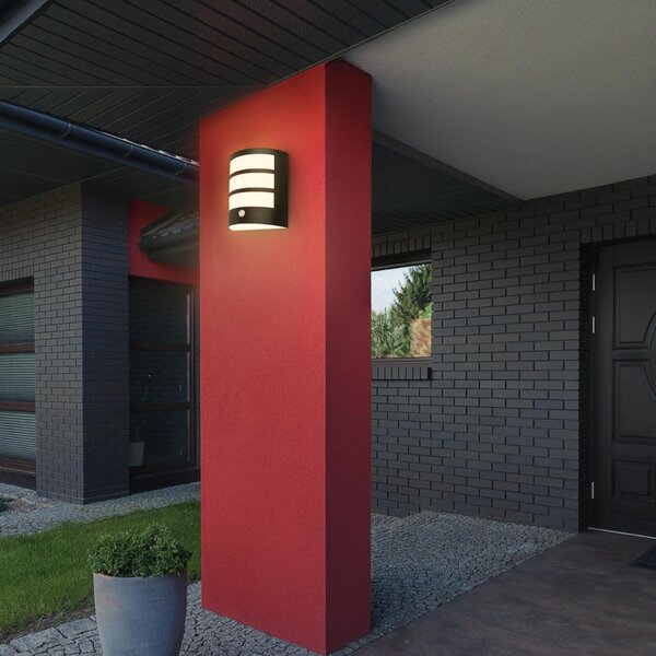 BRILONER LED nabíjecí nástěnné svítidlo, venkovní, pohybové čidlo, soumrakový senzor, IP44, černá 3795015