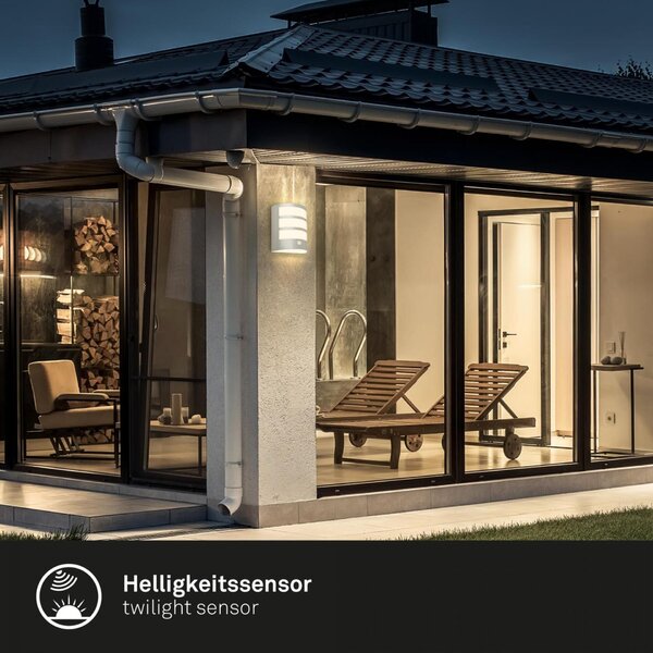 BRILONER LED nabíjecí nástěnné svítidlo, venkovní, pohybové čidlo, soumrakový senzor, IP44, matný chrom 3795014