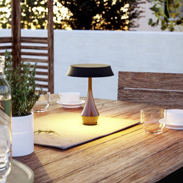 EGLO LED stolní lampa s akumulátorem TURCIO, černá, výška 20 cm, IP44,, stmívatelný, Černá, Obývací pokoj / jídelna, kov