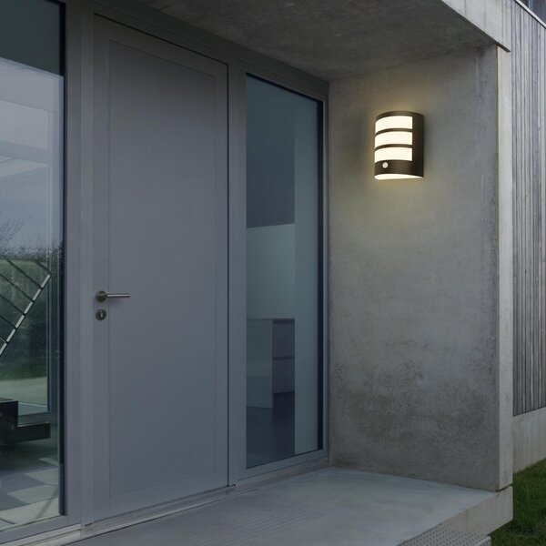 BRILONER LED nabíjecí nástěnné svítidlo, venkovní, pohybové čidlo, soumrakový senzor, IP44, černá 3795015