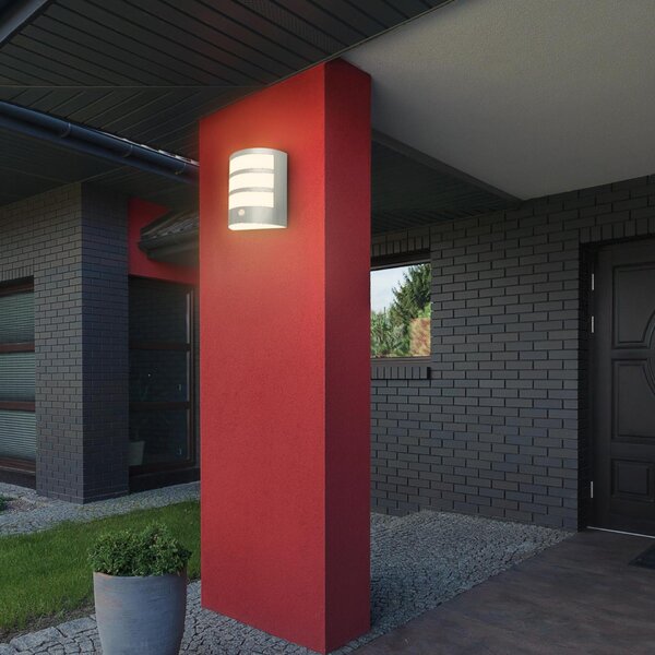 BRILONER LED nabíjecí nástěnné svítidlo, venkovní, pohybové čidlo, soumrakový senzor, IP44, matný chrom 3795014