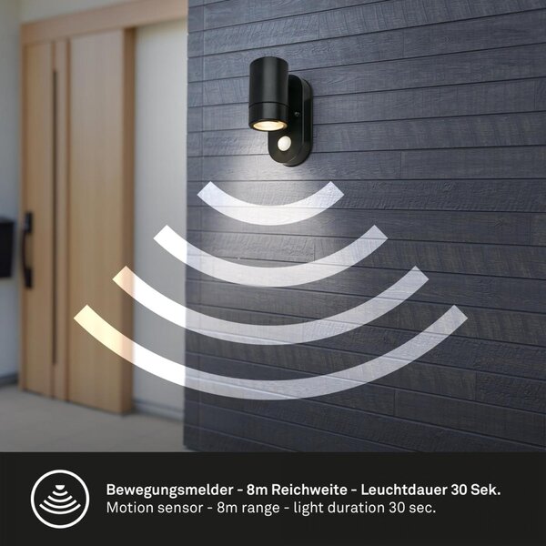 BRILONER LED nástěnné svítidlo, pohybové čidlo, voděodolné a prachotěsné 3789015