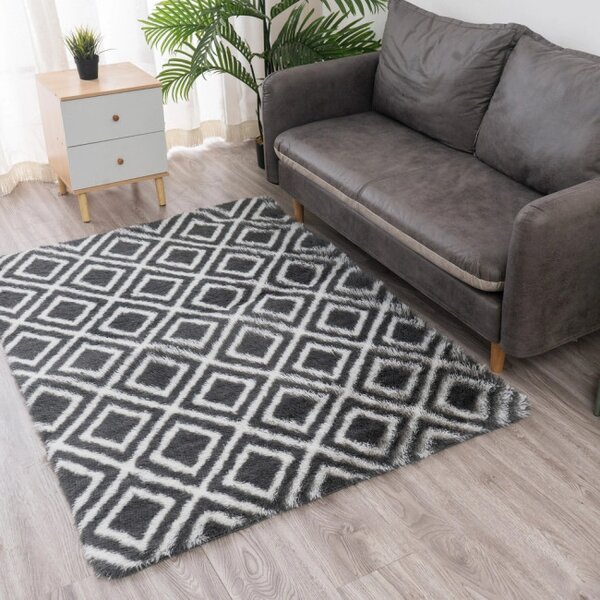 Protiskluzový koberec DECOR černý / bílý