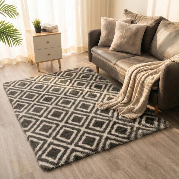 Protiskluzový koberec DECOR černý / bílý