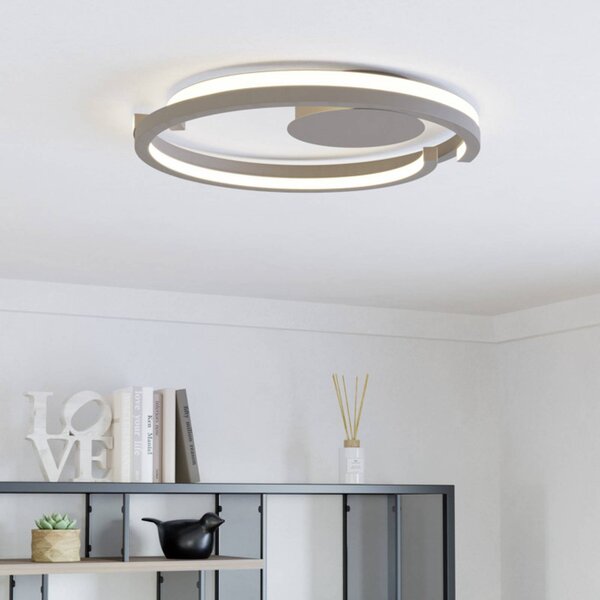 EGLO LED stropní svítidlo MEZZOMONTE, béžové, Ø 48 cm,, stmívatelný, Krémová / jantar, Obývací pokoj / jídelna, kov