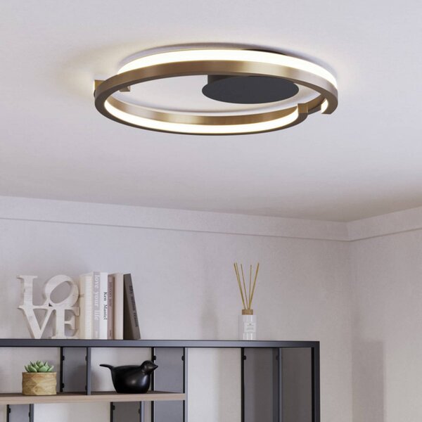 EGLO LED stropní svítidlo MEZZOMONTE, bronzová barva, Ø 48 cm,, stmívatelný, Bronz / starožitná mosaz, Obývací pokoj / jídelna, kov