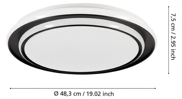 EGLO LED stropní svítidlo MOSCHETTA, černé, Ø 49 cm,, Černá, Obývací pokoj / jídelna, kov