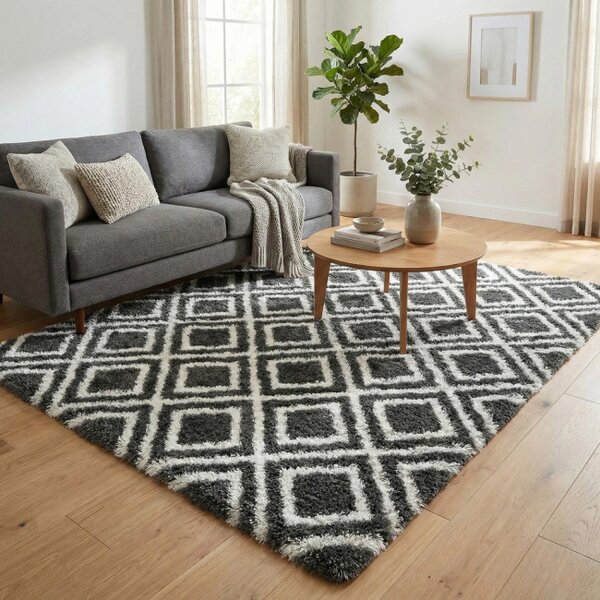 Protiskluzový koberec DECOR černý / bílý