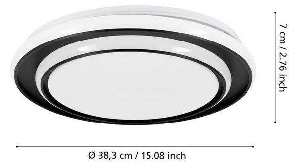 EGLO LED stropní svítidlo MOSCHETTA, černé, Ø 40 cm,, Černá, Obývací pokoj / jídelna, kov