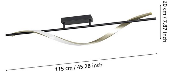 EGLO LED stropní svítidlo CONAPRATO, černé/mosazné, 115 cm,, Černá, Obývací pokoj / jídelna, kov