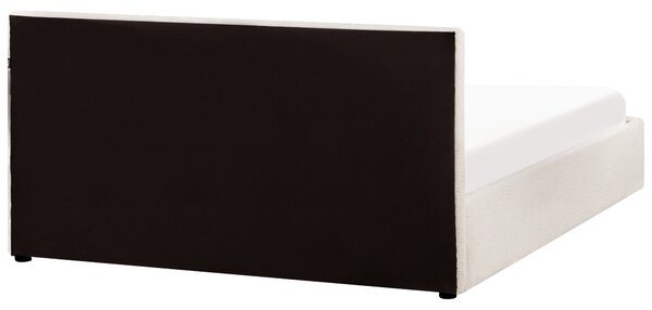 Postel s úložným prostorem MONTLAUR Buklé Bílá 160 x 200 cm