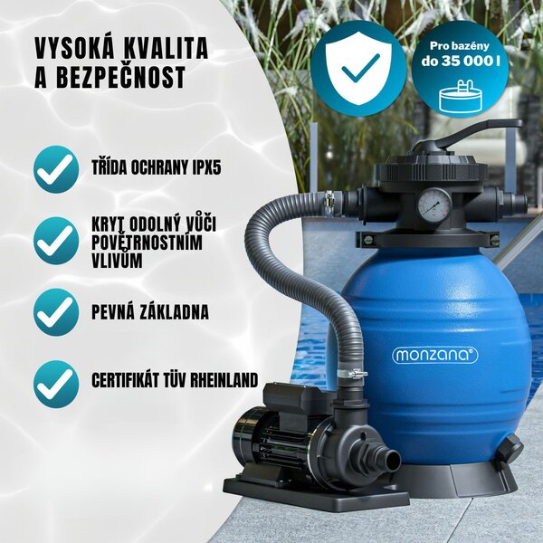 Písková filtrace k bazénu AQUA s filtračními kuličkami, 10 200 l/h, modrá Monzana