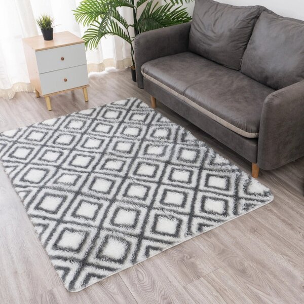 Protiskluzový koberec DECOR bílý / šedý
