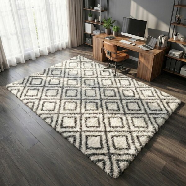 Protiskluzový koberec DECOR bílý / šedý