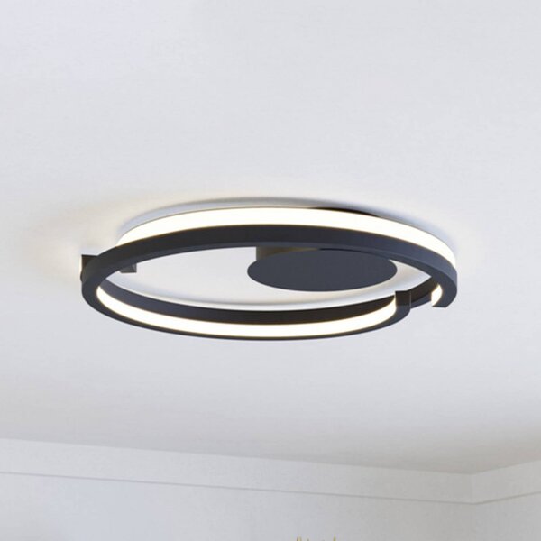 EGLO LED stropní svítidlo MEZZOMONTE, černé, Ø 48 cm,, stmívatelný, Černá, Obývací pokoj / jídelna, kov