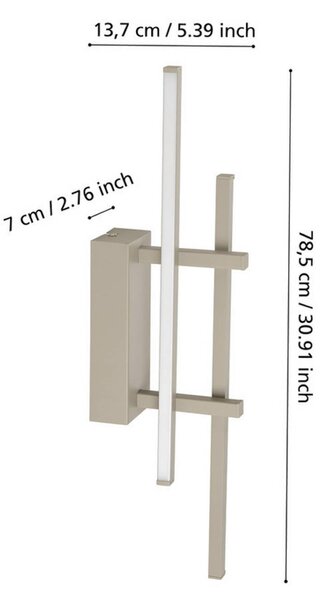 EGLO Nástěnné světlo TREPILIANO, béžové, výška 46 cm, kov, Krémová / jantar, Obývací pokoj / jídelna, kov