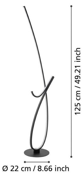 EGLO LED stojací lampa CARDONCITO, černá, výška 130 cm,, Černá, Obývací pokoj / jídelna, kov