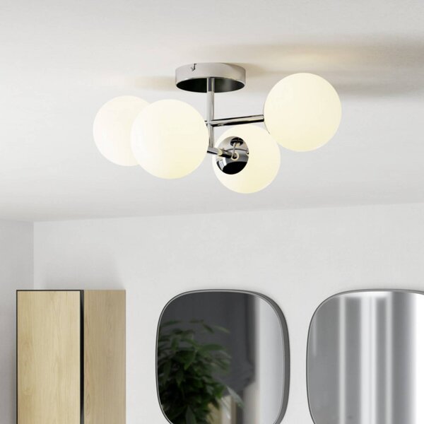 EGLO Stropní světlo CASTROVIDO, chrom, 48 cm, 4ramenné, IP44, G9-LED, Chrom / stříbro, Obývací pokoj / jídelna, kov, Koule