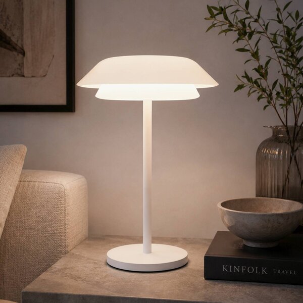EGLO connect chytrá LED stolní lampa ARROYO-Z, bílá, 34 cm, stmívatelný, Bílá / opál, Obývací pokoj / jídelna, kov