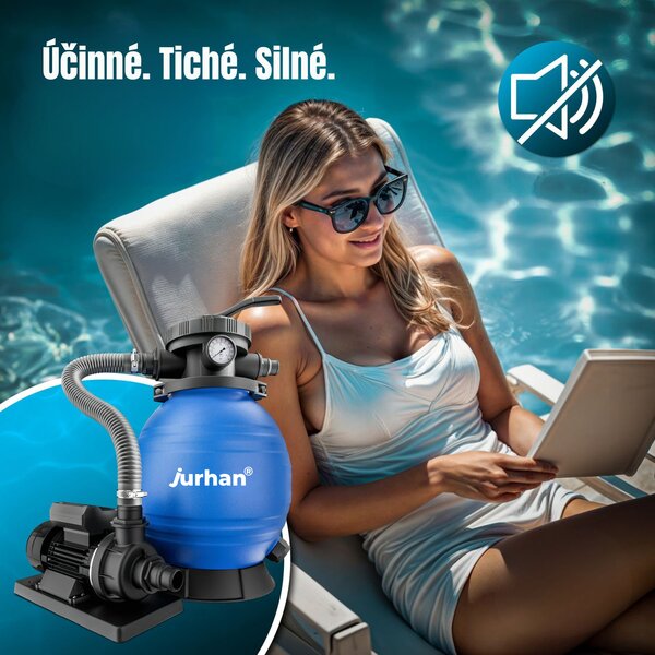 Písková filtrace k bazénu AQUA, 10 200 l/h, modrá Jurhan