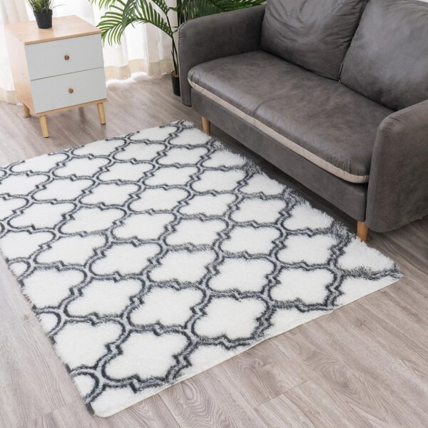 Protiskluzový koberec DECOR bílý / šedý 1