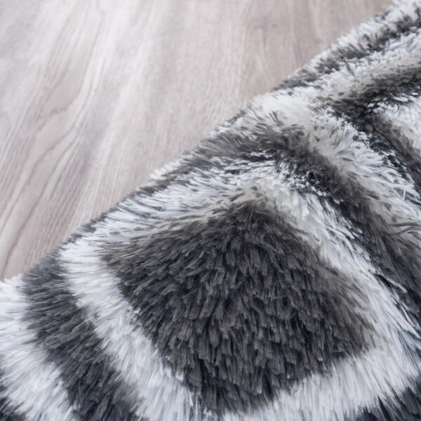 Protiskluzový koberec DECOR černý / bílý kruh