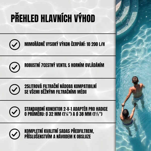 Písková filtrace k bazénu AQUA, 10 200 l/h, modrá Jurhan