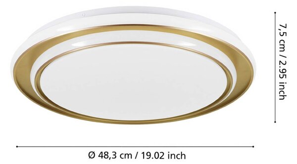 EGLO LED stropní svítidlo MOSCHETTA, zlaté, Ø 49 cm,, Mosaz / zlato, Obývací pokoj / jídelna, kov