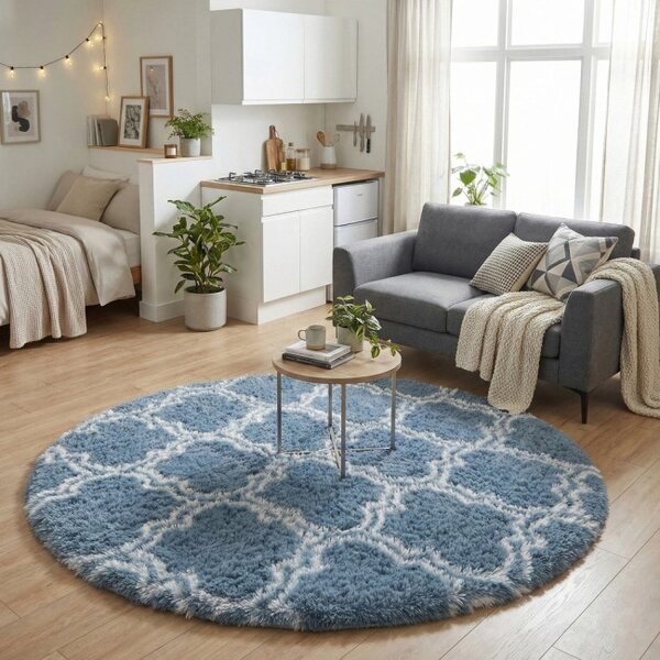 Protiskluzový koberec DECOR stříbrný kruh