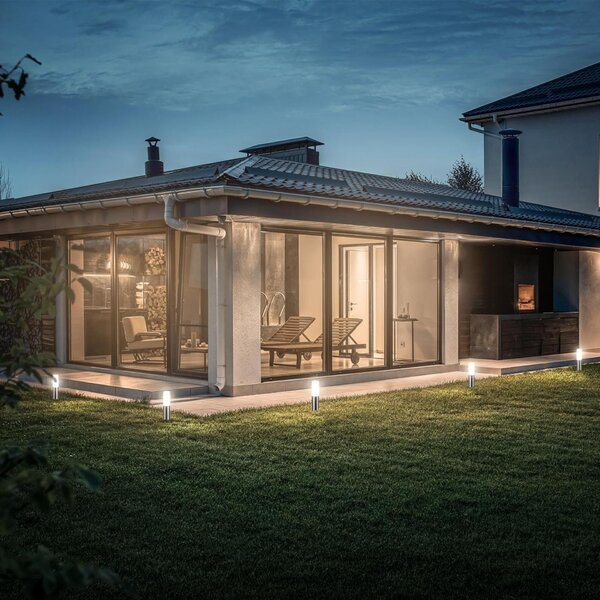 BRILONER Startovací sada Junca – CONNECT TO SHINE, 3ks svítidel pro osvětlení cesty, IP44, design nerez ocel 3925032