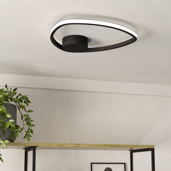 EGLO LED stropní svítidlo MOSCHELLA, černé, Ø 38 cm,, Černá, Obývací pokoj / jídelna, kov