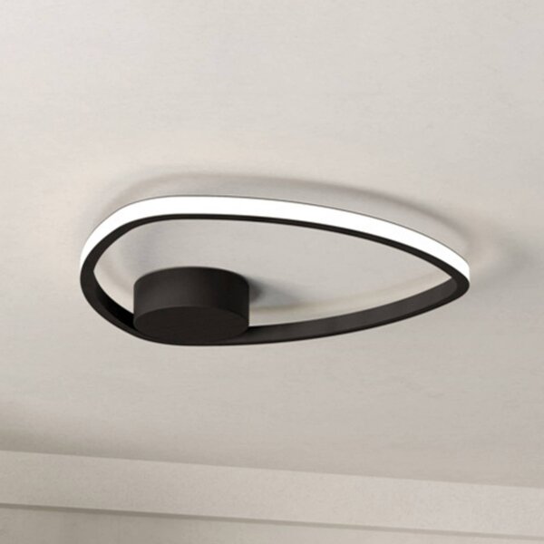 EGLO LED stropní svítidlo MOSCHELLA, černé, Ø 38 cm,, Černá, Obývací pokoj / jídelna, kov