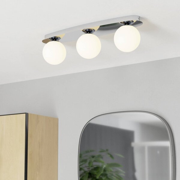 EGLO Stropní světlo CASTROVIDO, chrom, 58 cm, 3 žárovky, IP44, G9-LED, Chrom / stříbro, Obývací pokoj / jídelna, kov, Koule