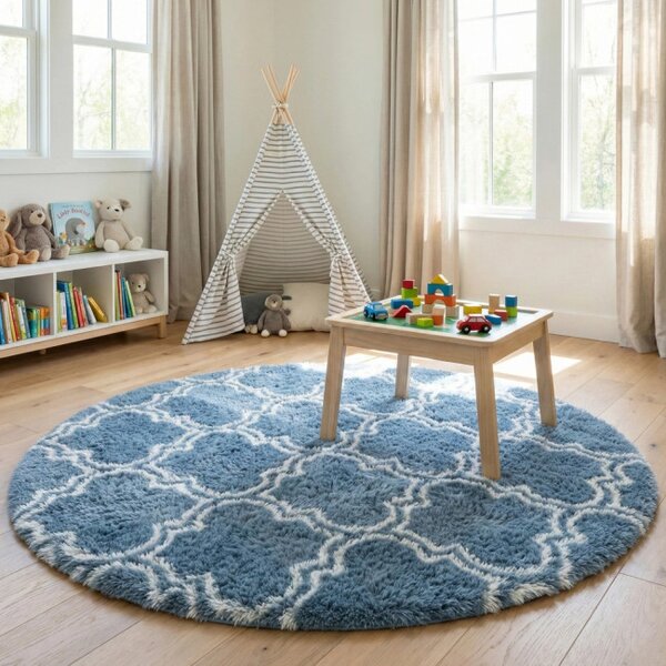 Protiskluzový koberec DECOR stříbrný kruh