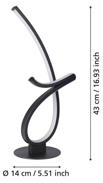 EGLO LED stolní lampa CARDONCITO, černá, výška 46 cm,, Černá, Obývací pokoj / jídelna, kov