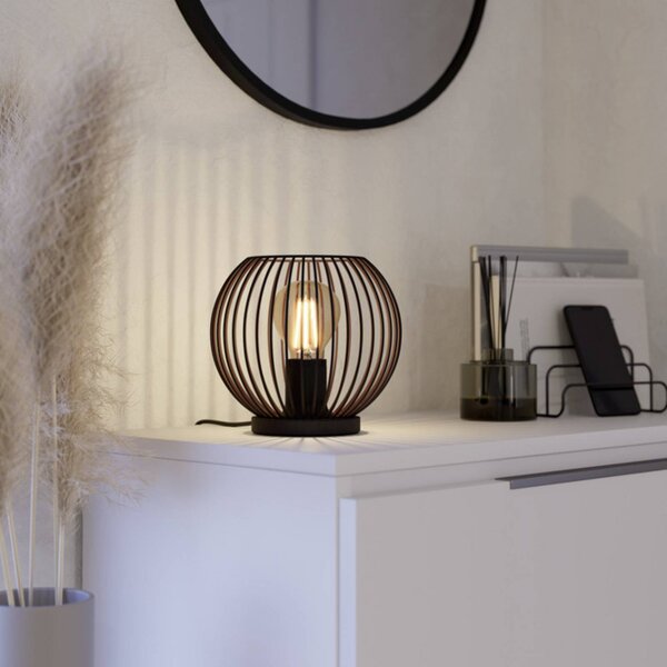 EGLO Stolní lampa ALMANZORA, výška 19 cm, černá, E27, Černá, Obývací pokoj / jídelna, kov, Koule