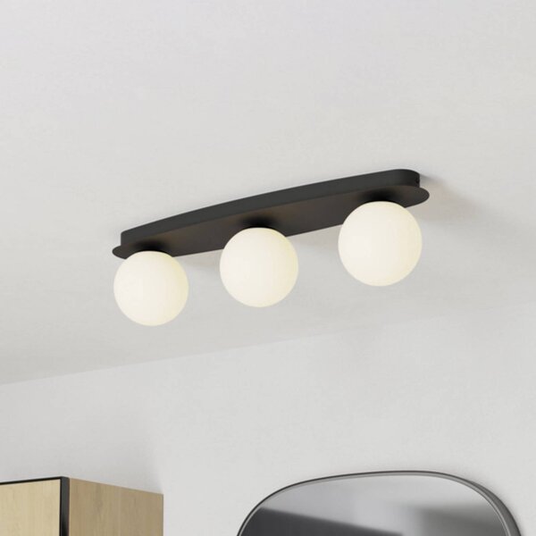 EGLO Stropní světlo CASTROVIDO, černé, 58 cm, 3 žárovky, IP44, G9-LED, Černá, Obývací pokoj / jídelna, kov, Koule