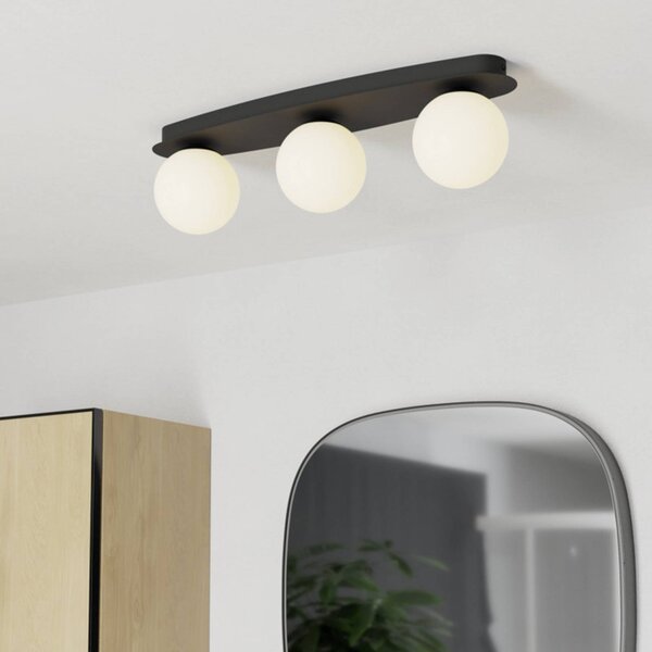 EGLO Stropní světlo CASTROVIDO, černé, 58 cm, 3 žárovky, IP44, G9-LED, Černá, Obývací pokoj / jídelna, kov, Koule