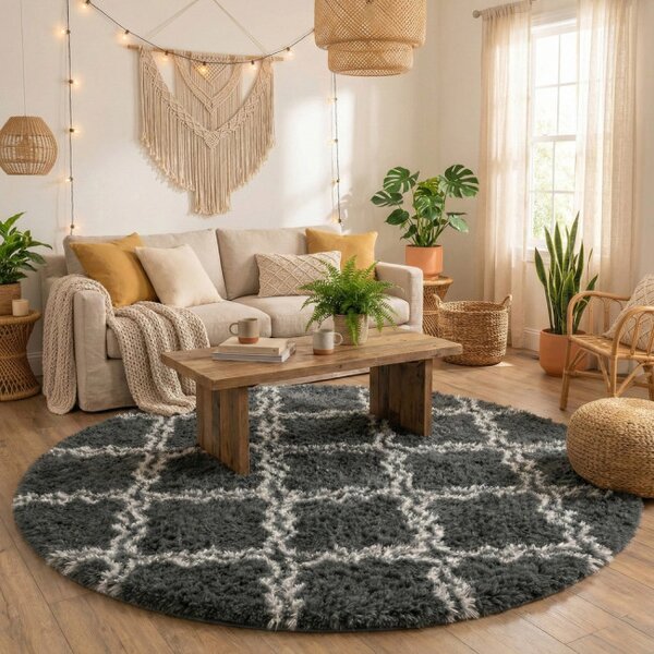 Protiskluzový koberec DECOR šedý kruh