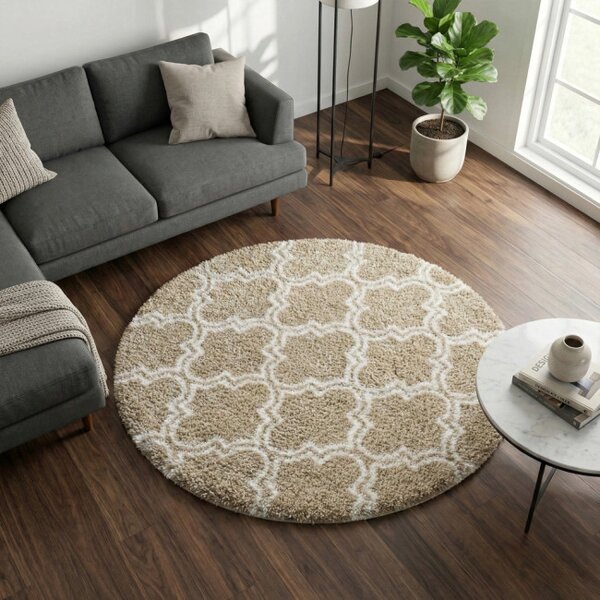 Protiskluzový koberec DECOR béžový kruh